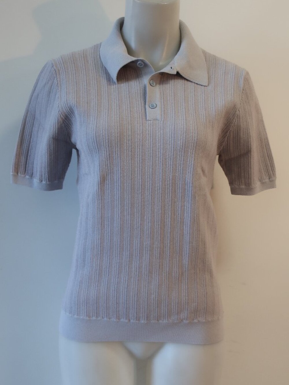 Mens Wax London (Item-876) Grey Jacquard Cotton Blend Polo Knit Shirt S- XS
